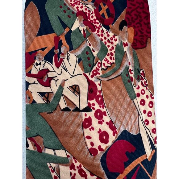 Adams Row The Rogue Vintage Silk Tie People Scene Vintage Cruise Boat Yacht - Picture 7 of 9